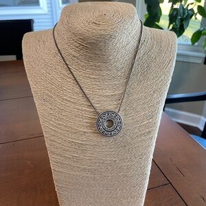 Right on Circle in Circle Dangle Articulating Pendant Necklace